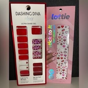New Dashing Diva Gloss Lottie Nail Decals Bundle Set Valentines Day Hearts